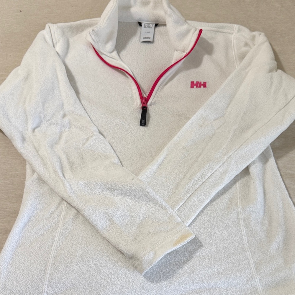 Helly Hansen Women's White and Pink Quarter zip Fleece Sweatshirt